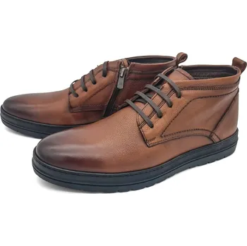 Pánské polobotky Pánské kotníkové boty na zip204-2719/A/TAN WILD hnědá Barva: hnědá, Velikost: 44