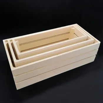 Úložný box AMADEA Dřevěná sada 3 bedýnek z masivního dřeva, 50x15x24 cm