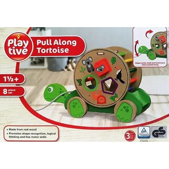 Dřevěná hračka PLAYTIVE Dřevěná výuková hra - Želva na tahání