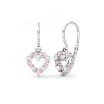 Náušnice SOLUNA Zlaté dětské náušnice s růžovými a čirými zirkony JANET bílé zlato