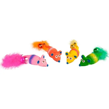 Hračka pro kočku Karlie Hračka myš s peřím a zvonkem 12x3cm