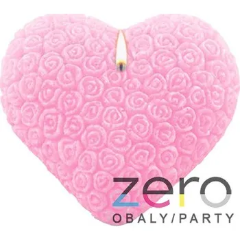 Svíčka Svíčka stearinová srdce 9 cm s vůní - růžová