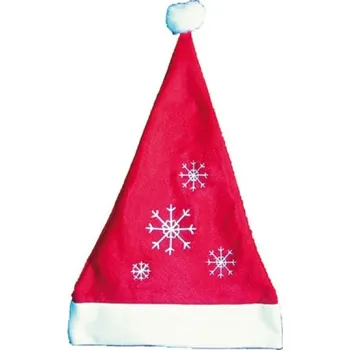 Vánoce Mikuláš / Santa vánoční čepice červená s vločkami 40 x 30 cm 1 kus