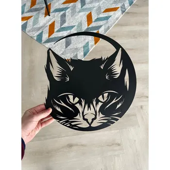 Vsepropejska Kočka 9 dřevěná dekorace na zeď Rozměr (cm): 38 x 35, Dekor: Černá