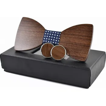 Motýlek Dřevěný motýlek s manžetovými knoflíčky 709037