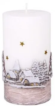 Svíčka Nohel Garden Zimní sen válec s diodou 12 cm bílá/hnědá