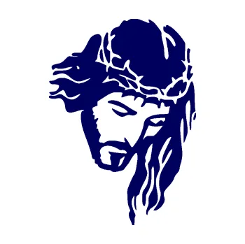 Samolepící dekorace SAMOLEPKA Ježíš 003 pravá (23 - tmavě modrá) NA AUTO, NÁLEPKA, FÓLIE, POLEP, TUNING, VLASTNÍ TEXT, TISK, AUTOSAMOLEPKY.cz, POLEPY, OBRÁZEK, LOGO, SAMOLEPKY