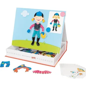 Dřevěná hračka Goki Magnetická hra Oblékaní holka