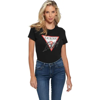 Dámské tričko GUESS DÁMSKÉ TRIČKO T-SHIRT SS CN ICON TEE ČERNÉ W2BI12I3Z13 JBLK Velikost: S