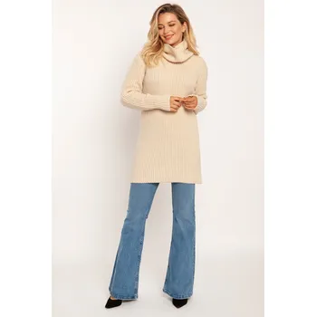 Dámský svetr Dámský rolákový svetr SWE 254 - MKM světle béžová S/M
