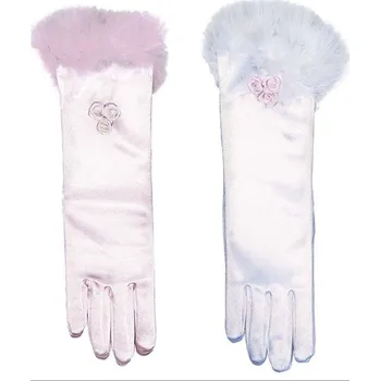 WIDMANN Rukavice dětské Glamour saténové růžové s peřím