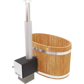 Koupací sud Original Woody Tiny Kirami Ohrievač: MICU heater 19 kW, Vnútorná farba: Termodřevo, Vonkajšia farba: Termodřevo