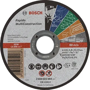 Řezný kotouč BOSCH Rapido Multi Construction univerzální dělící kotouč 115mm (1.0 mm)