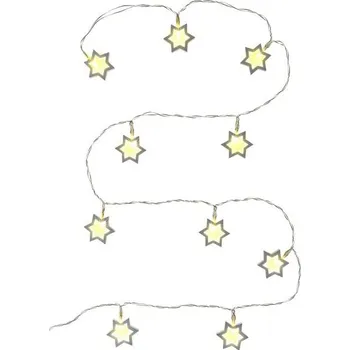 Dekorativní svítidlo Světelný řetěz RETLUX dřevěné hvězdy, 10 x LED / 1,8 m