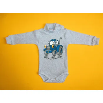 Arex, ČR Body s rolákem žebrový úplet + potisk NOVÁ KOLEKCE Barva: šedá+modrá, Velikost: 74