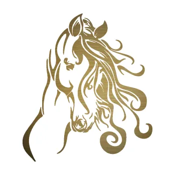 Samolepící dekorace Kůň 094 pravá (64 - škrábaný kov zlatý) SAMOLEPKA NA AUTO, NÁLEPKA, FÓLIE, POLEP, TUNING, VLASTNÍ TEXT, TISK, AUTOSAMOLEPKY.cz, POLEPY, OBRÁZEK, LOGO, 3D STICKERS