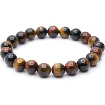 Šperk Milujeme Kameny Náramek kuličkový pánský - Tygří, býčí a sokolí oko NPKT964 Ø 10 mm 248753