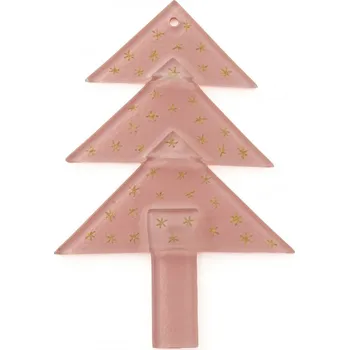 Vánoční ozdoba Vánoční skleněná ozdoba stromeček pastelově červený - hvězdičky