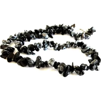 Šperkovnice Obsidian vločkový (sněžný) náhrdelník sekaný krátký