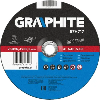 Brusný kotouč GRAPHITE Kotouč brusný, hrubovací 230x6,4x22, ocel