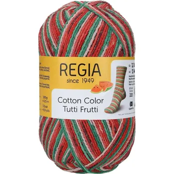 Příze Regia 4-Ply Cotton Color 02421 Meloun (Ponožková pžíze bavlněná Regia 4-Ply Cotton Color 02421 wassermelone color)