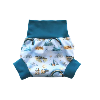 Plenkové kalhoty Breberky Natahovací svrchní kalhotky PUL - Zimní pohádka VELIKOST: M (7-11kg)