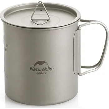 Kempingové nádobí Naturehike titanový hrneček 20CJ 450ml 79g vč. pokličky (střední)
