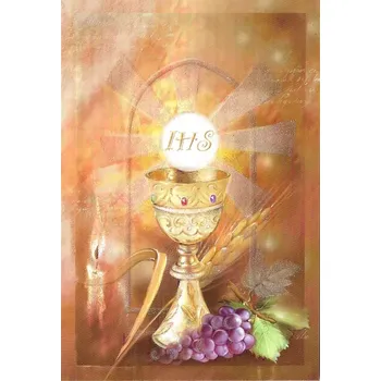 Přání k 1. svatému přijímání (kalich, hnědá)