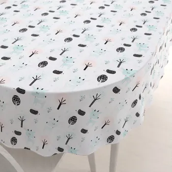 ubrus Dětský bavlněný oválný ubrus Sandra SA-369 Koloušci a ježci v lese 140x160 cm