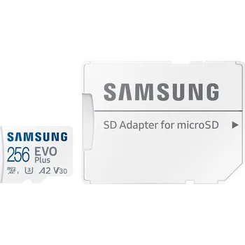 Paměťová karta Samsung EVO Plus/micro SDXC/256GB/UHS-I U3 / Class 10/+ Adaptér/Bílá