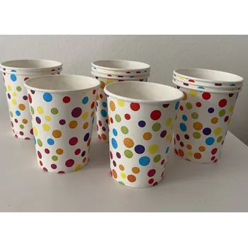 Party nádobí Kelímky papírové bílé s puntíky 10ks