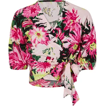 Dámská halenka esmara® Dámská zavinovací blůza (38, květiny / světle růžová / růžová)