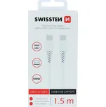 Swissten datový/nabíjecí kabel TPE USB-C/USB-C 5A 100W 1,5m - bílý