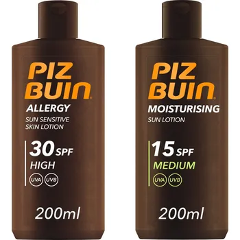 Přípravek na opalování Piz Buin Set II. opalovací krém SPF30 200 ml + krém na opalování SPF15 200 ml