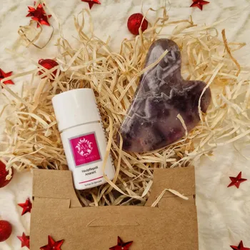 Koupelová sůl GUA SHA Dárková sada na masáž obličeje Ametyst s olejíčkem