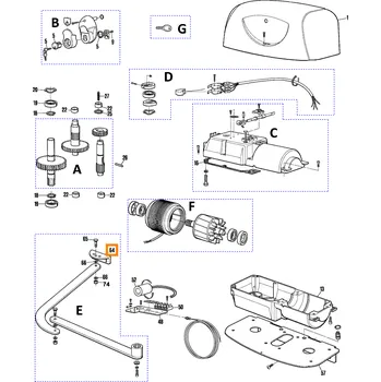 Pohon brány Nice PMD0755.46103 nosný držák pro WG1, WG2 sloupek/křídlo brány