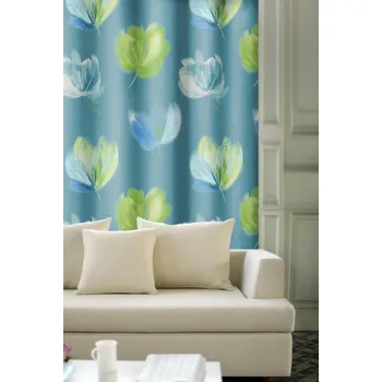 Závěs Závěs dekorační, OXY Květy 150 cm, tyrkysový