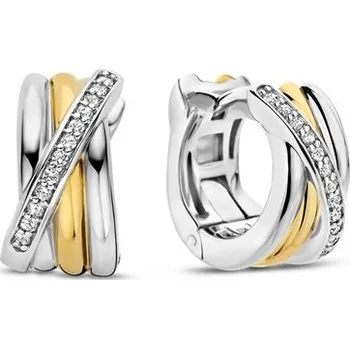 Náušnice Zlacené kruhové náušnice TI SENTO se zirkony 7960ZY