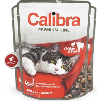 Krmivo pro kočku Calibra Cat Premium kapsička Adult kuře a hovězí SET 24x 100 g