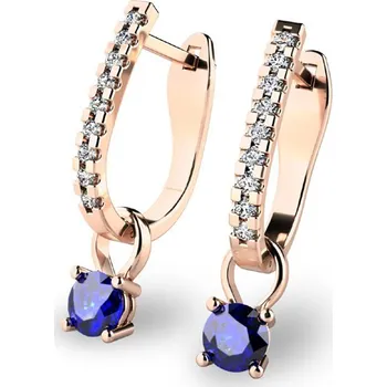 Náušnice Dámské náušnice žluté zlato 585/1000 se zirkony a safíry 10862-CV-ZIR-TM