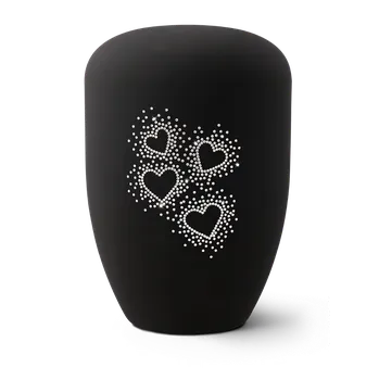 Smuteční dekorace Ekologická urna Karat Hearts - Černá