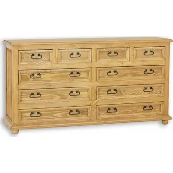 Komoda Šuplíková dřevěná komoda COM 04 - K13 bělená borovice
