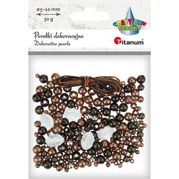 Dětské navlékací korálky Titanum Korálky plast., PERLY, HNĚDÉ, mix velikostí, 0,4-0,8 cm, 30g/sada