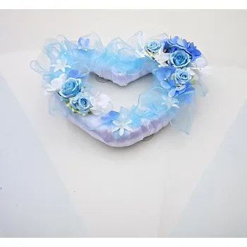 Svatební dekorace Srdce na auto duté 37 cm - bílo-modré