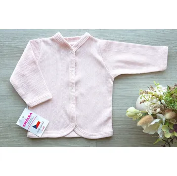 Kojenecká bunda AMÁLKA Bavlněný, propínací kabátek, jemný ažurový vzor, světle pudrový Velikost: 86