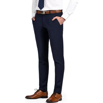 Pánský oblek FERATT Pánské oblekové kalhoty LONDON tmavě modré Velikost: 182/108