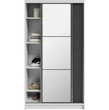 Šatní skříň Šatní skříň DENVE 120x218x60,3 cm šedá/bílá se zrcadlem