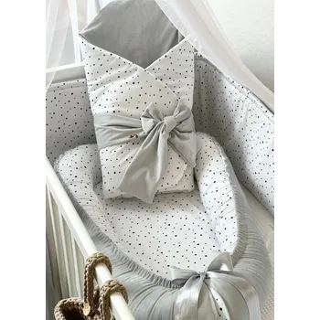 Set do postýlky - světle šedý s plochým mantinelem