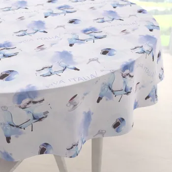 ubrus Bavlněný kulatý ubrus Sandra SA-289 Viva Italia modrá Ø 100 cm