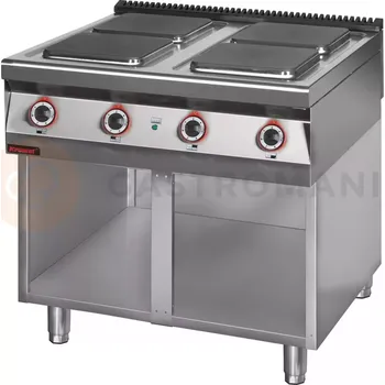 Sporák Elektrický sporák 4 hořákový 900 mm 4x4,0 kW na otevřeném podstavci | KROMET, 900.KE-4.S
